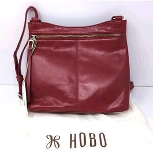 Hobo Cambel Polished Leather Crossbody Bag Purse Claret NEW NWT msrp $228